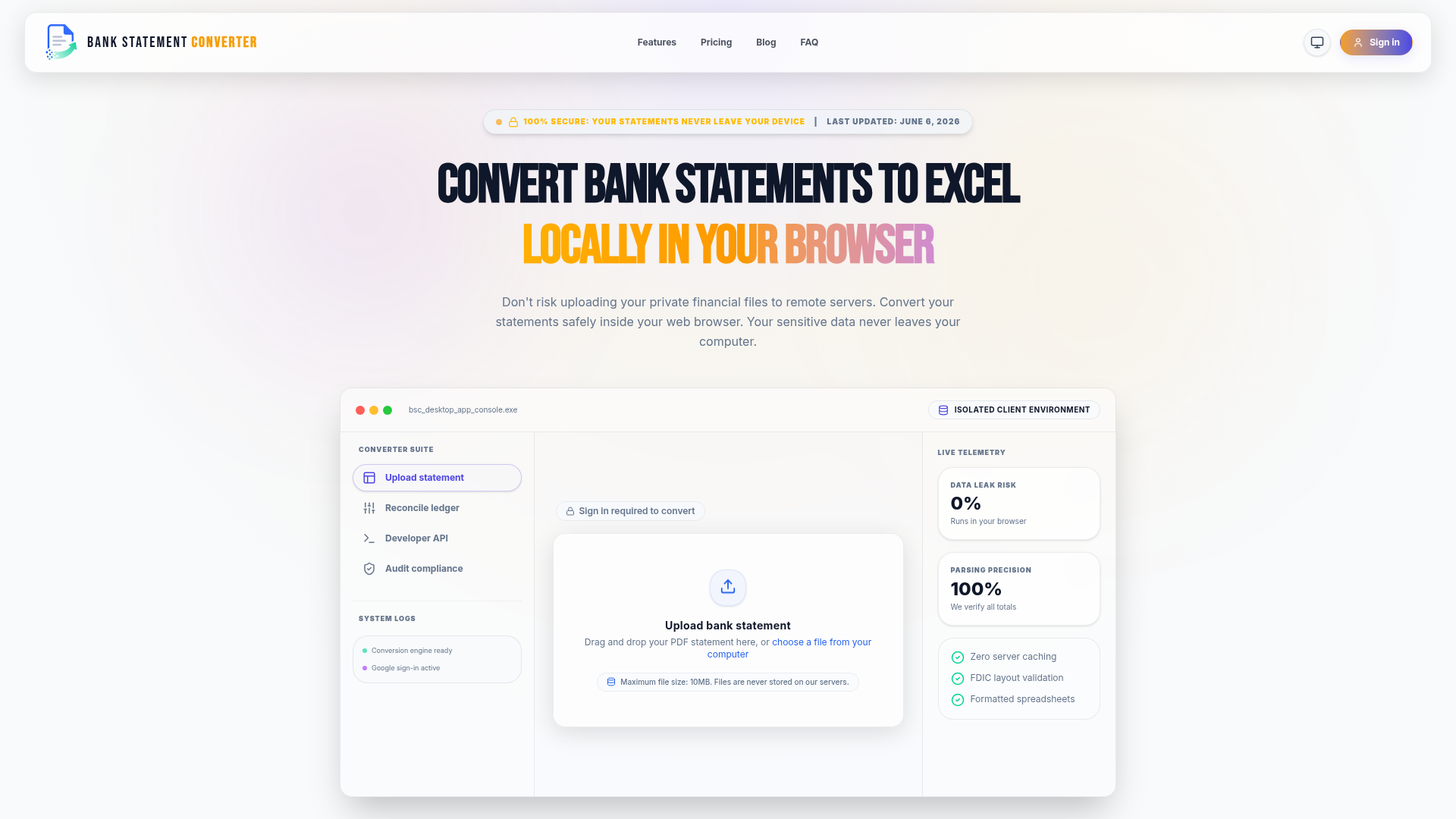 Bank Statement Converter website