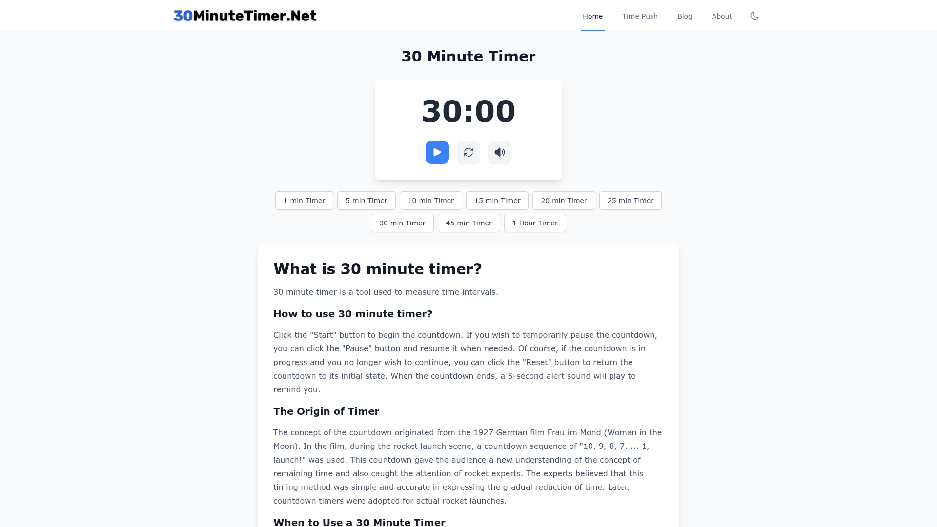 30 Minute Timer website