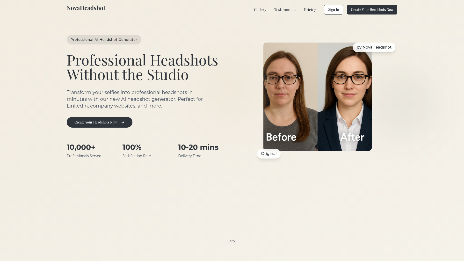 NovaHeadshot website