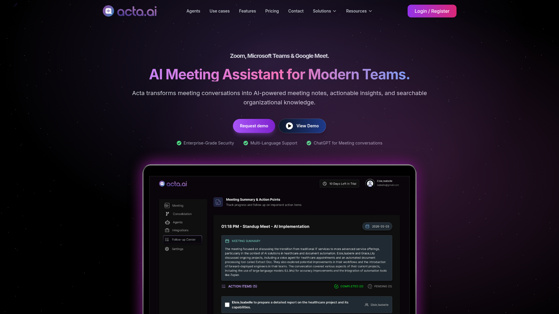 Acta website