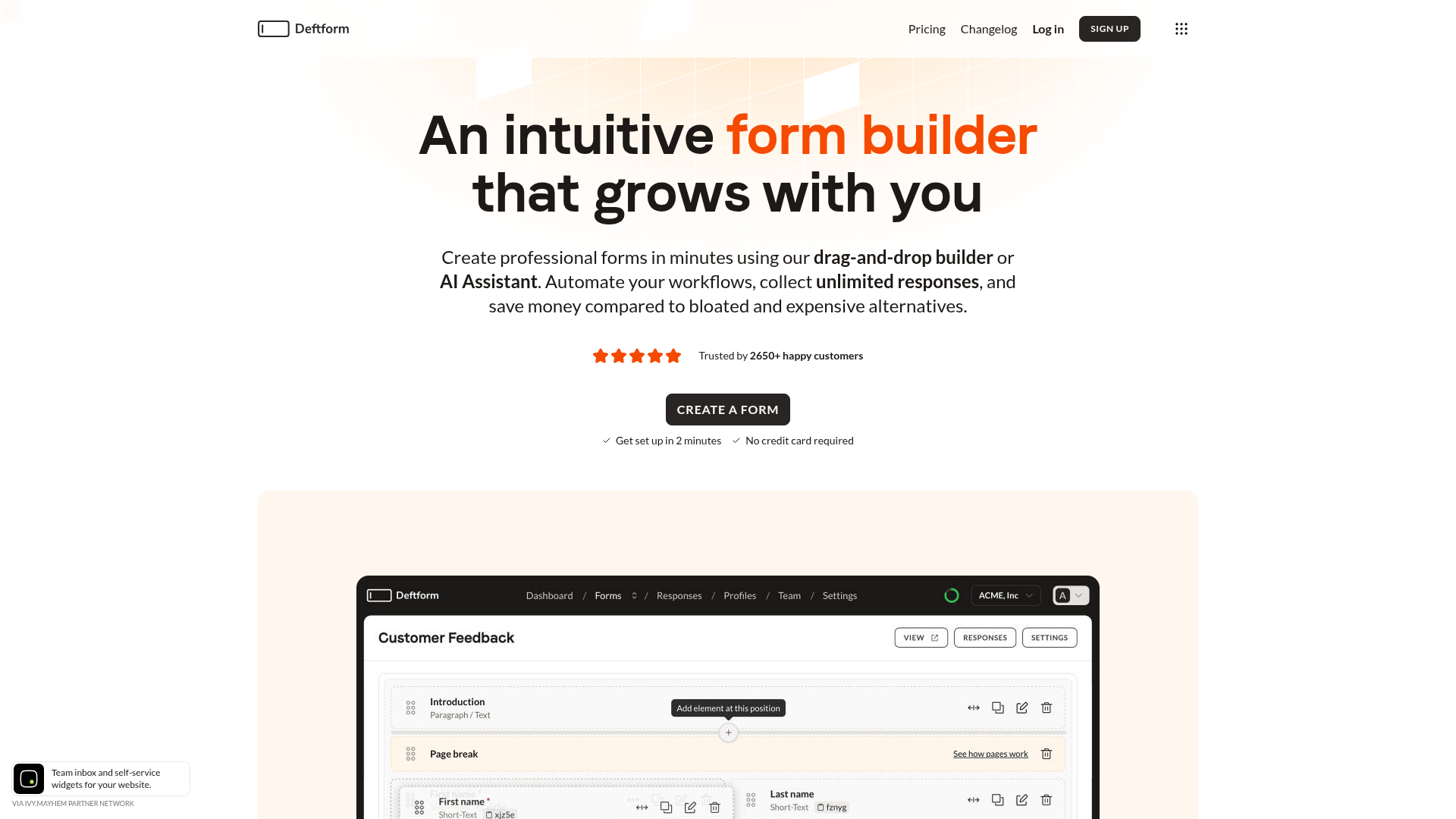 Deftform website