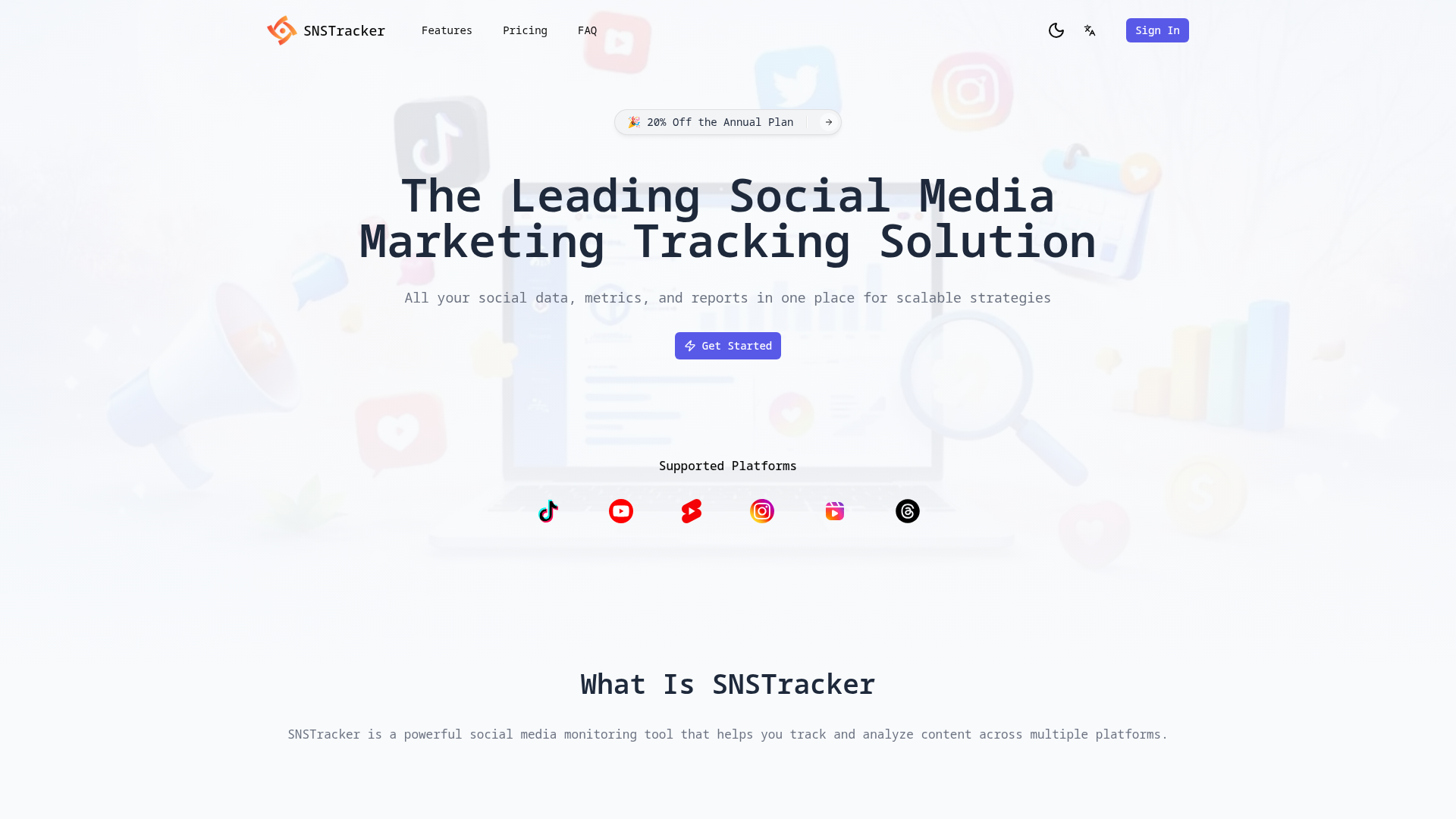SNSTracker website