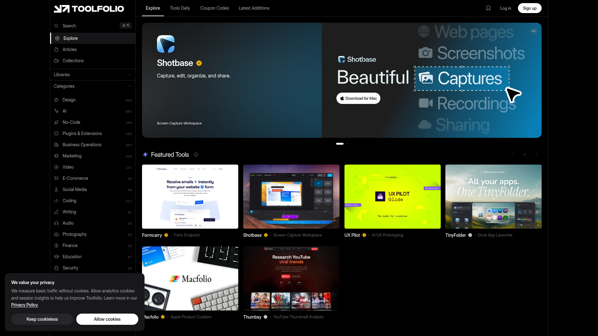 Toolfolio website