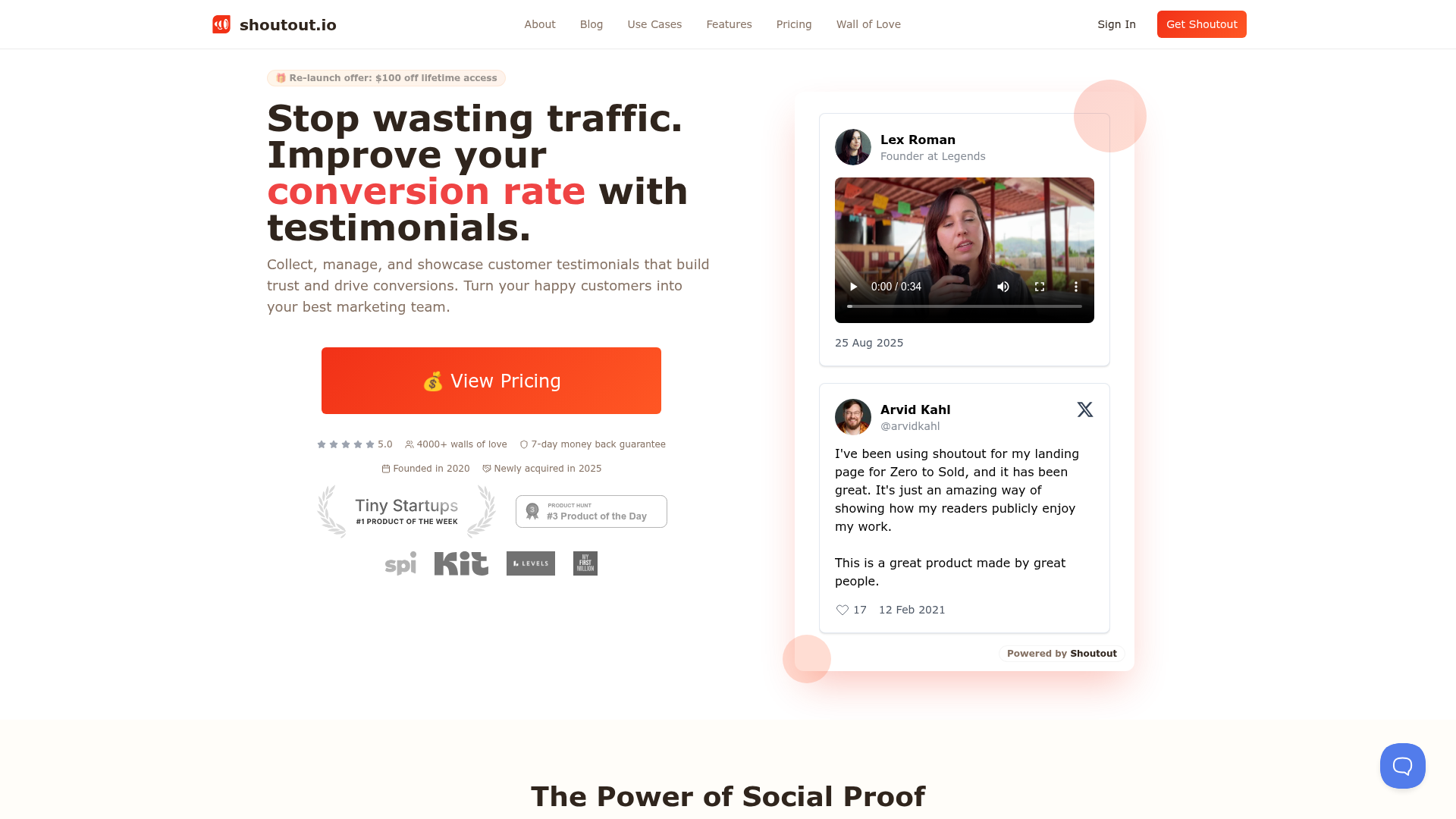 Shoutout website