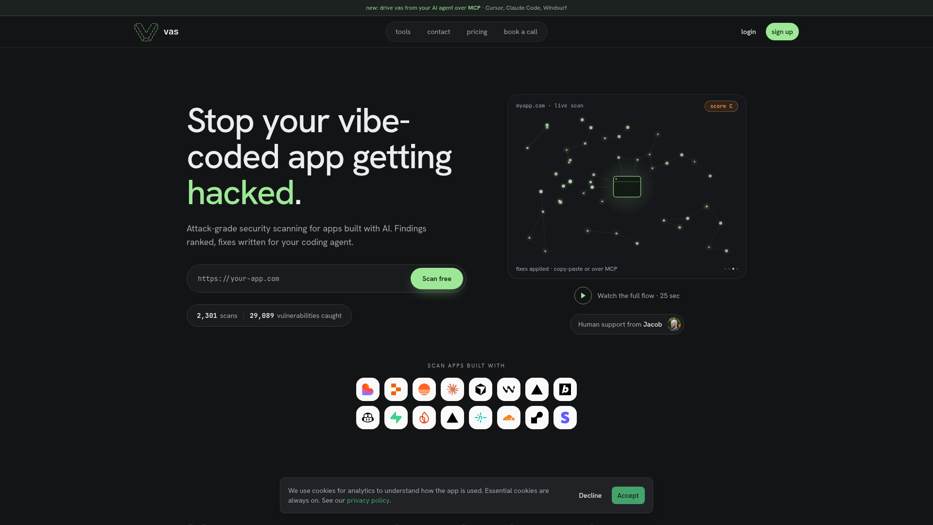 Vibe App Scanner website