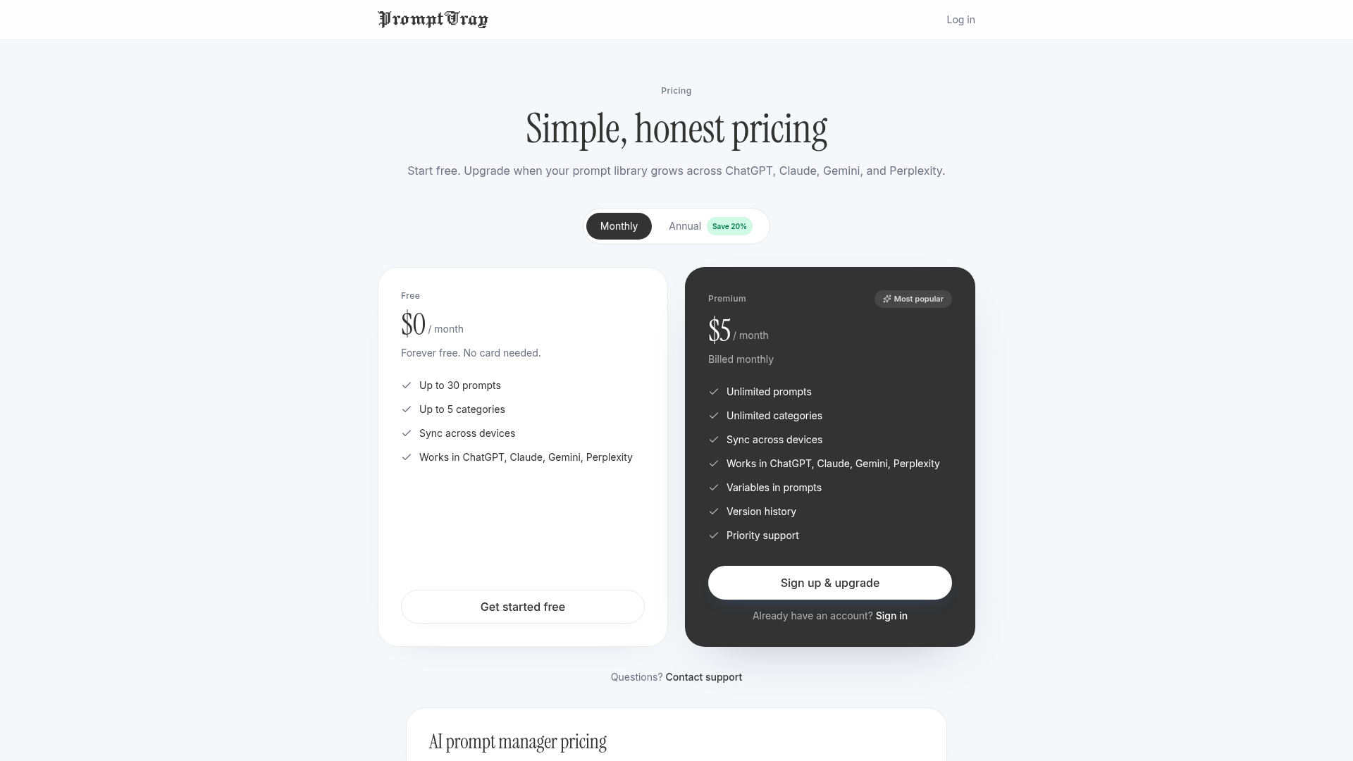 PromptTray screenshot 2