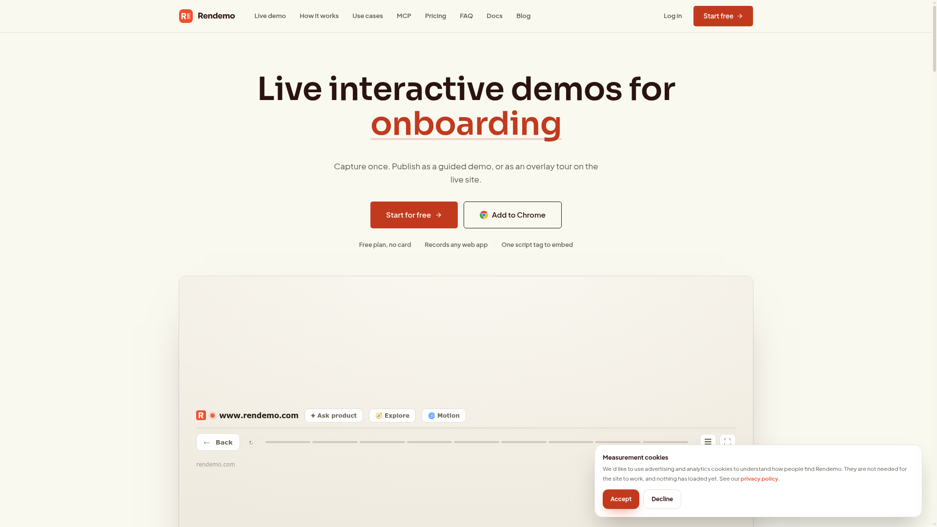 Rendemo website