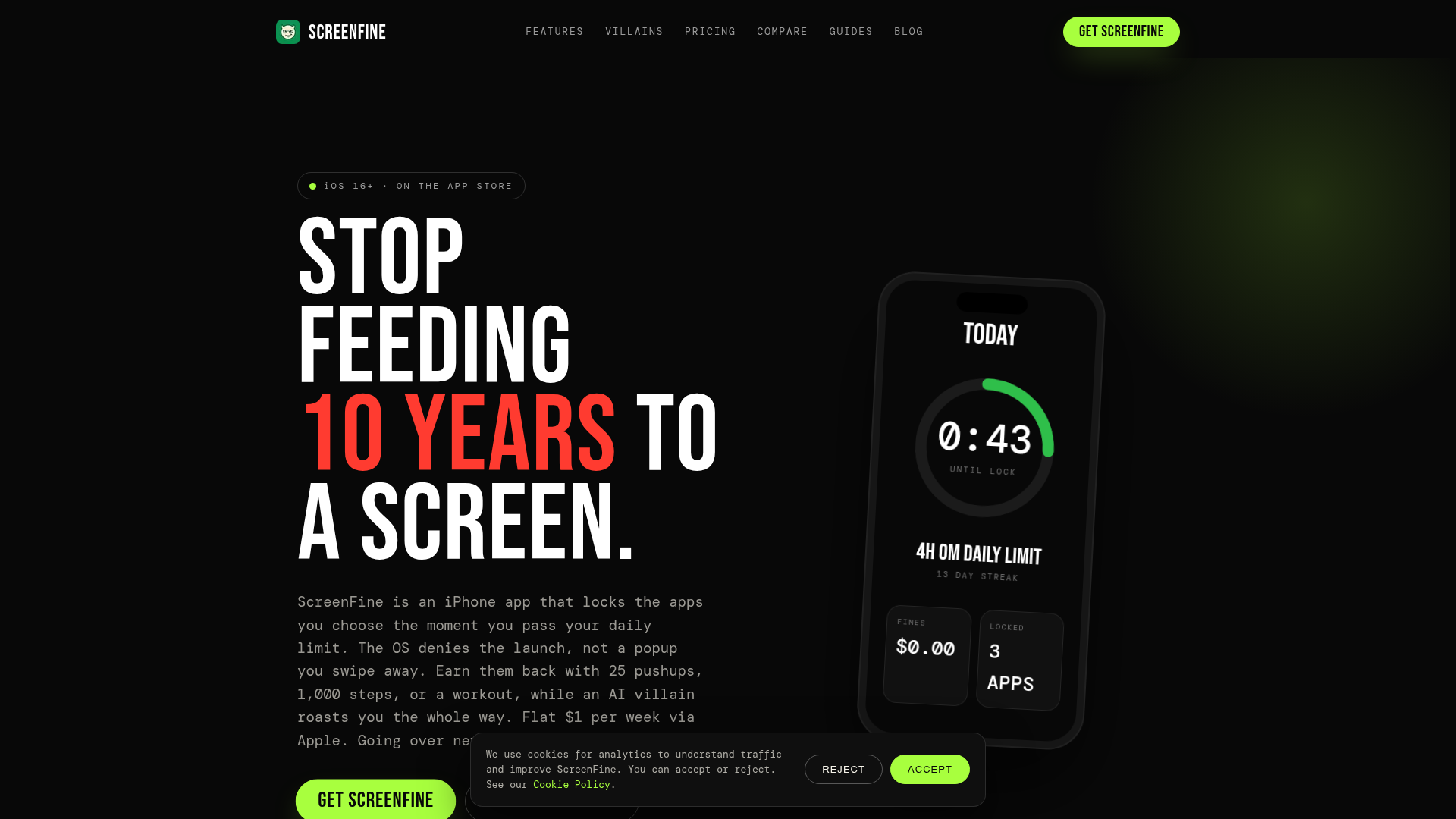 ScreenFine website