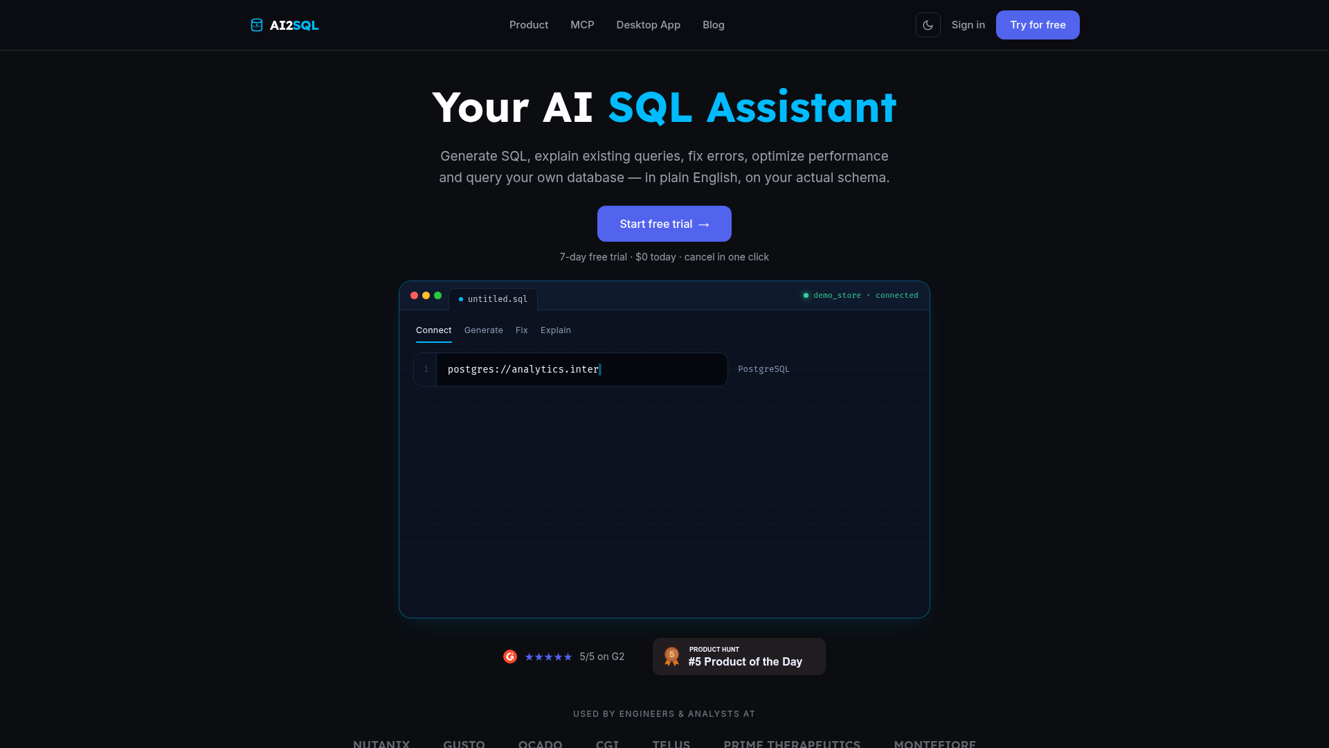 AI2SQL website