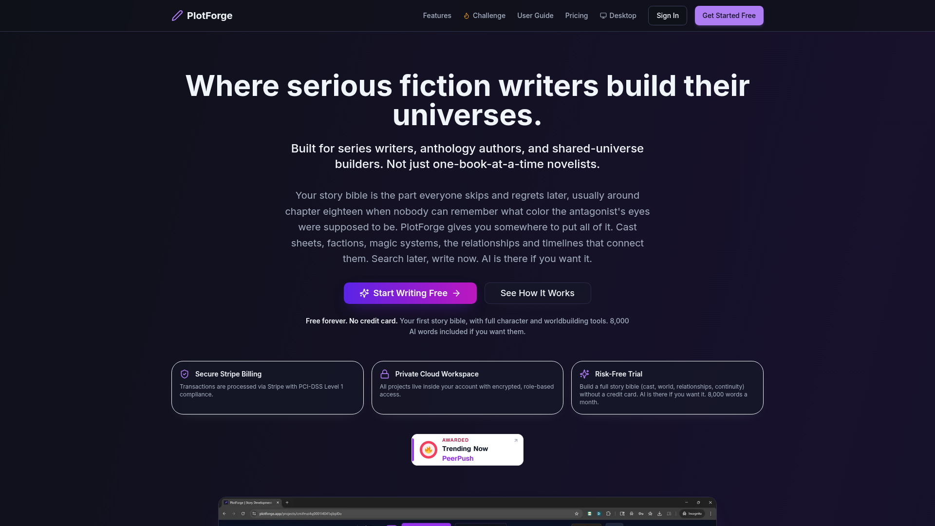 PlotForge website