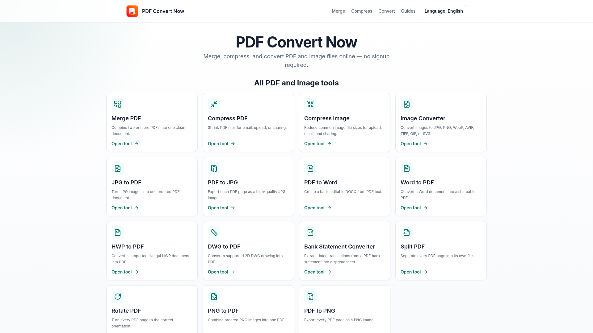 PDF Convert Now website