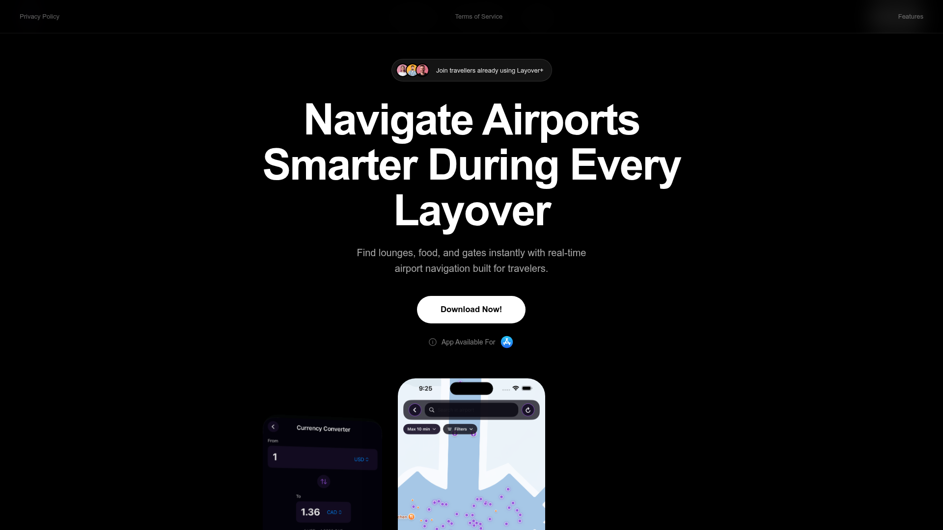 Layover+ website