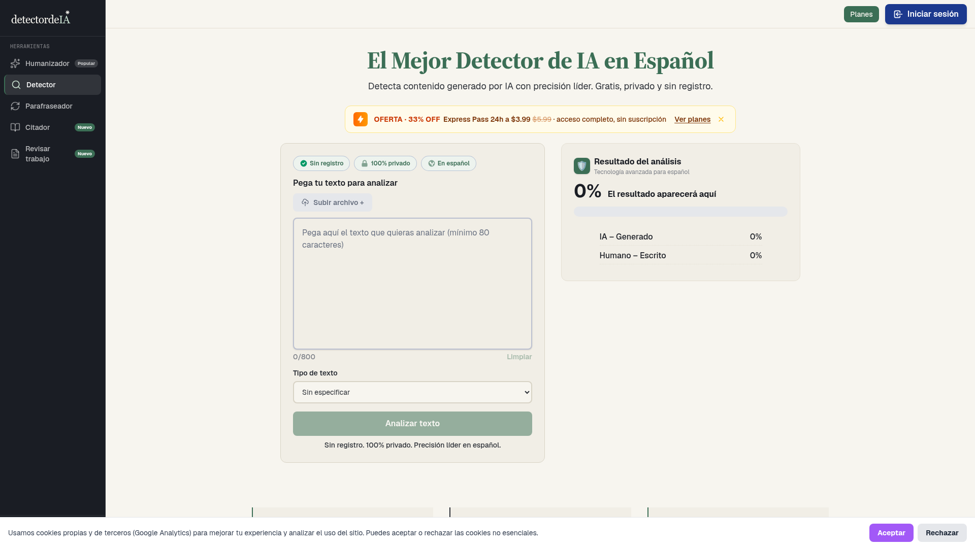DetectordeIA website