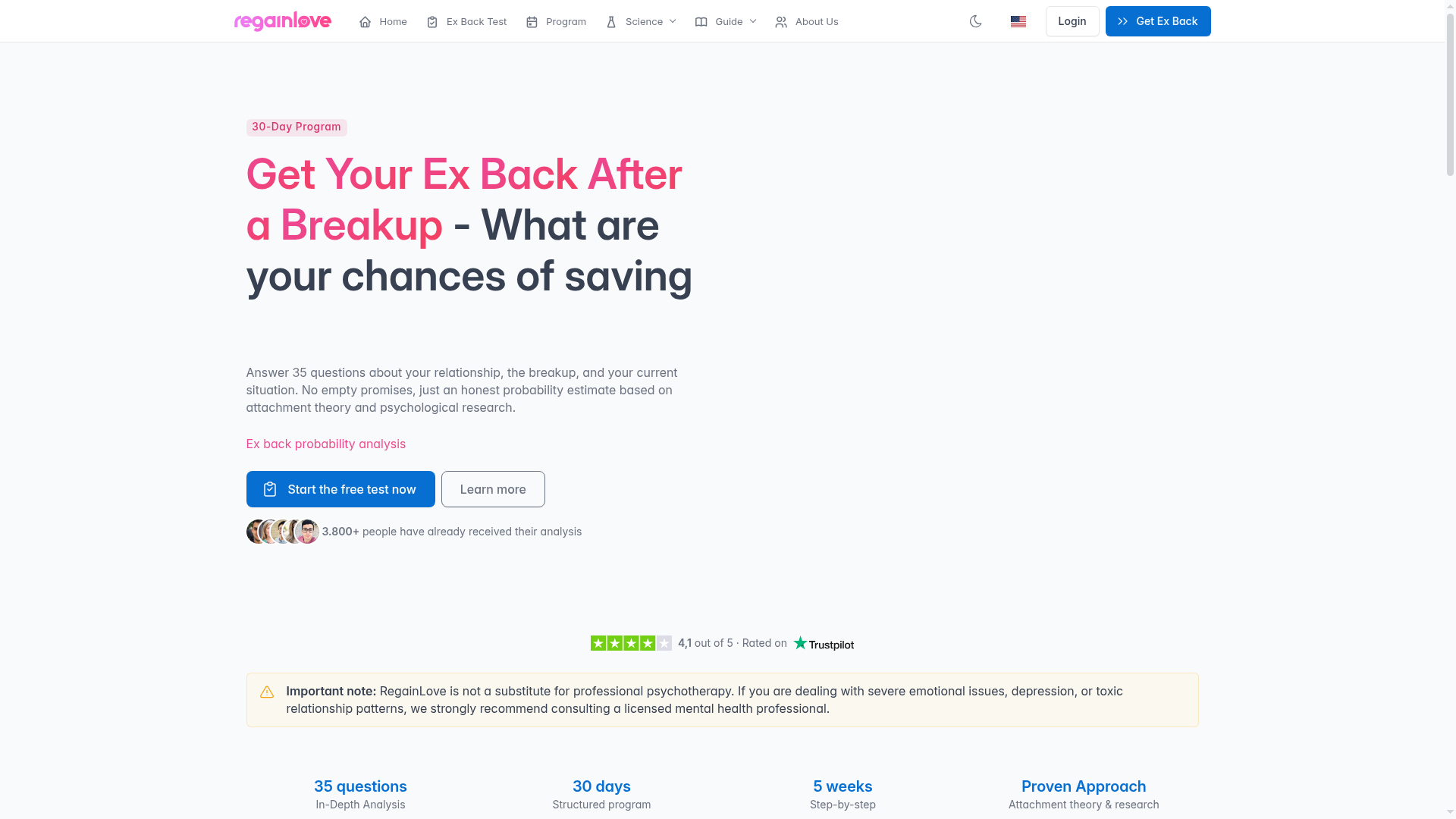 RegainLove website