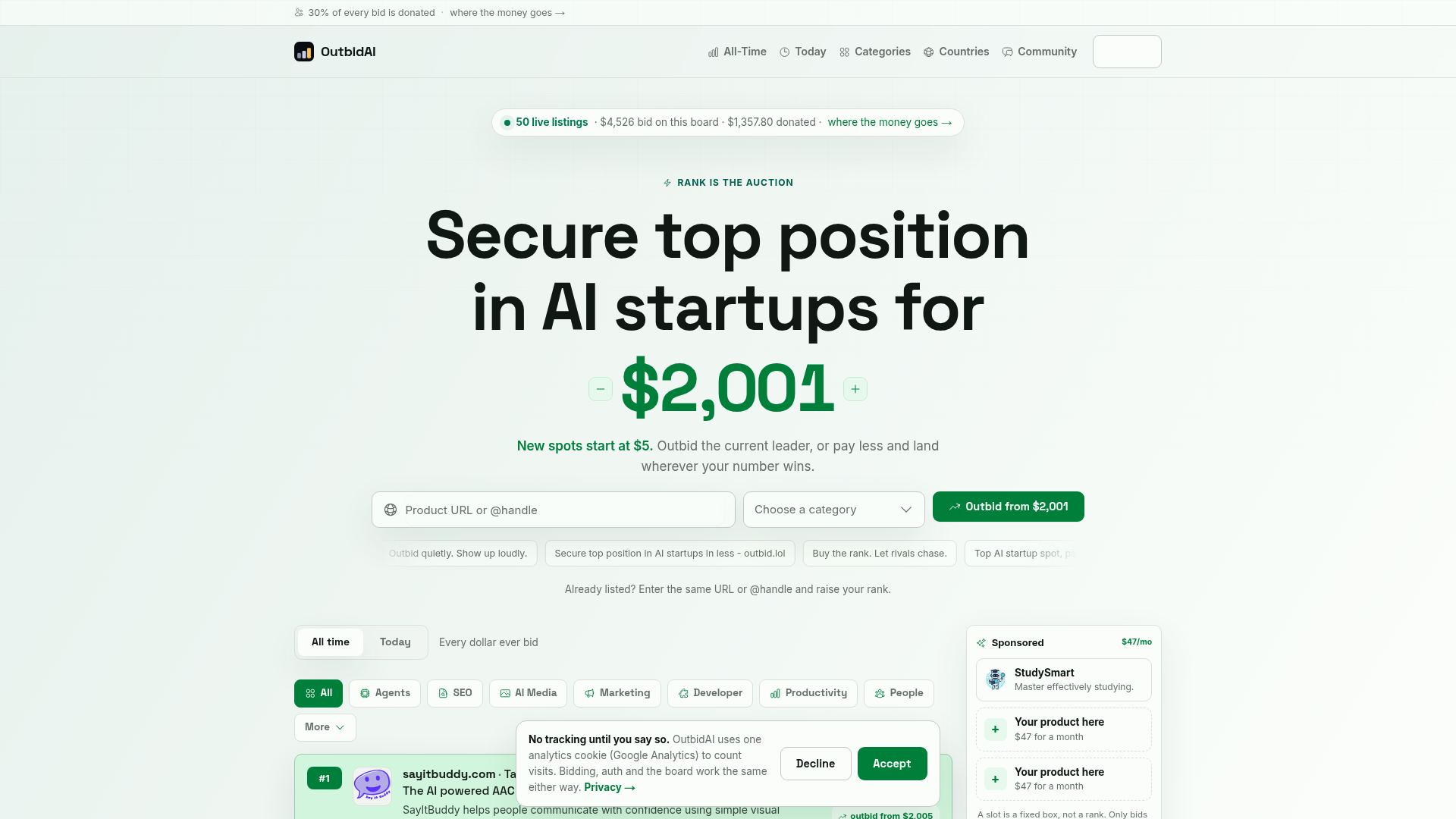 Outbid.ai website