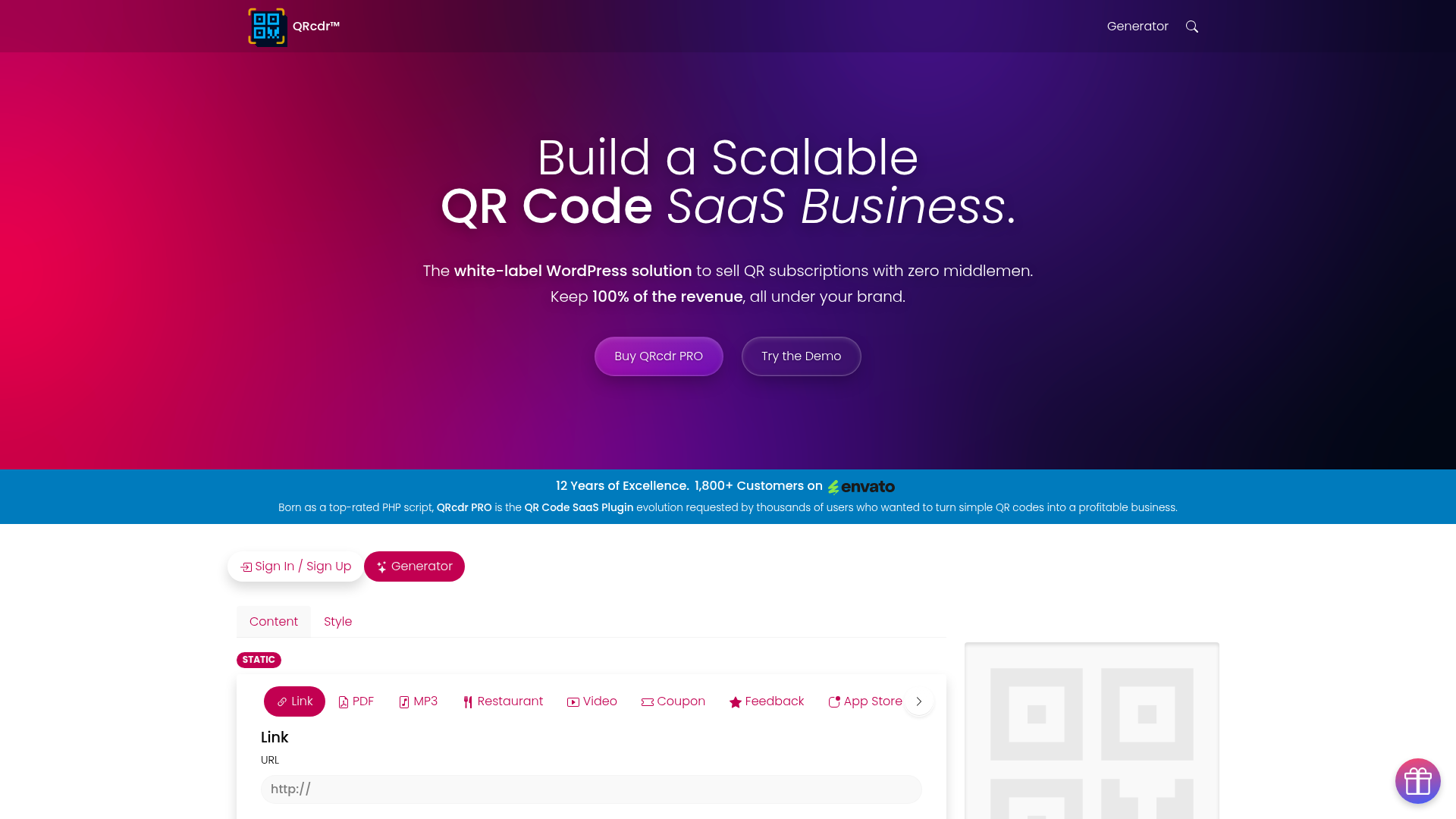 QRcdr™ website