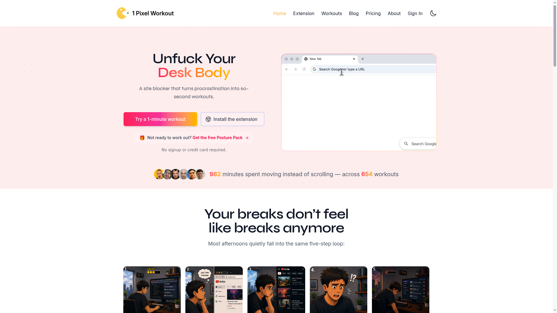 1 Pixel Workout website