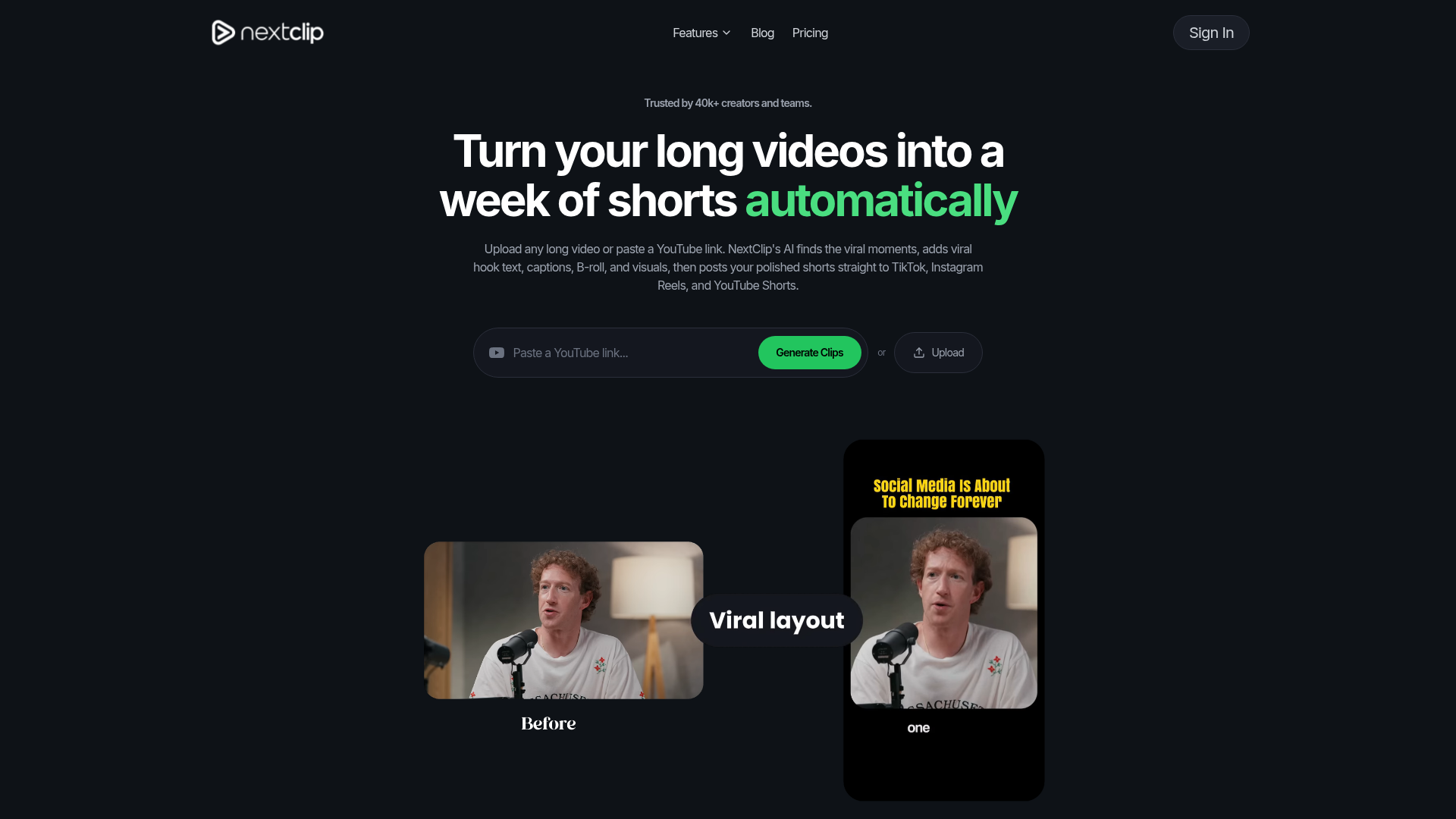 NextClip website