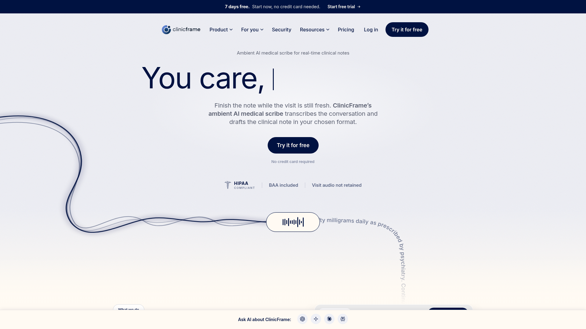 ClinicFrame website