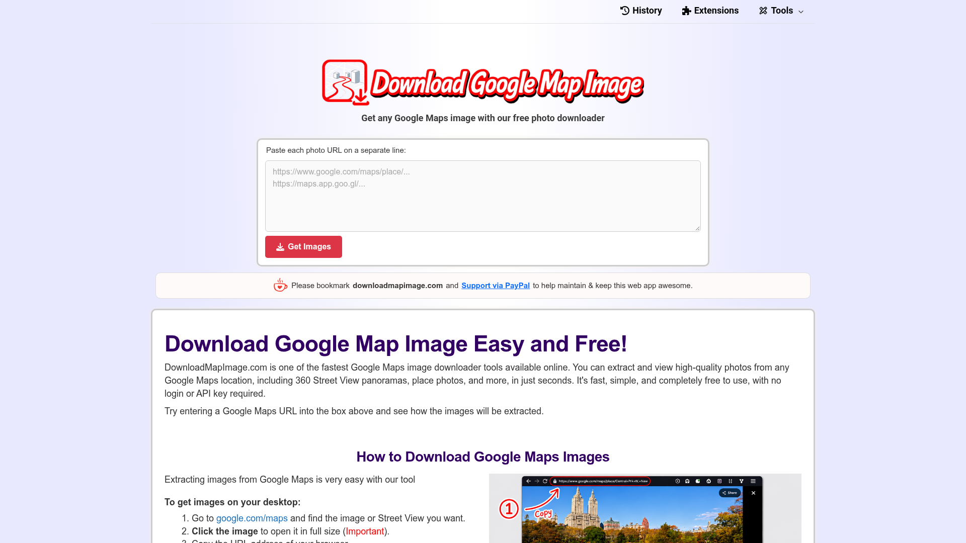 Google Map Image Downloader website