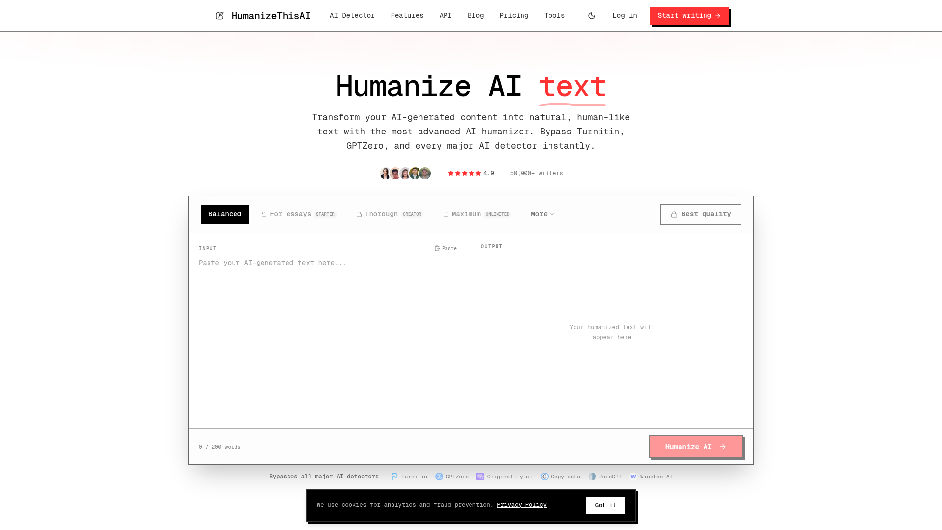HumanizeThisAI website
