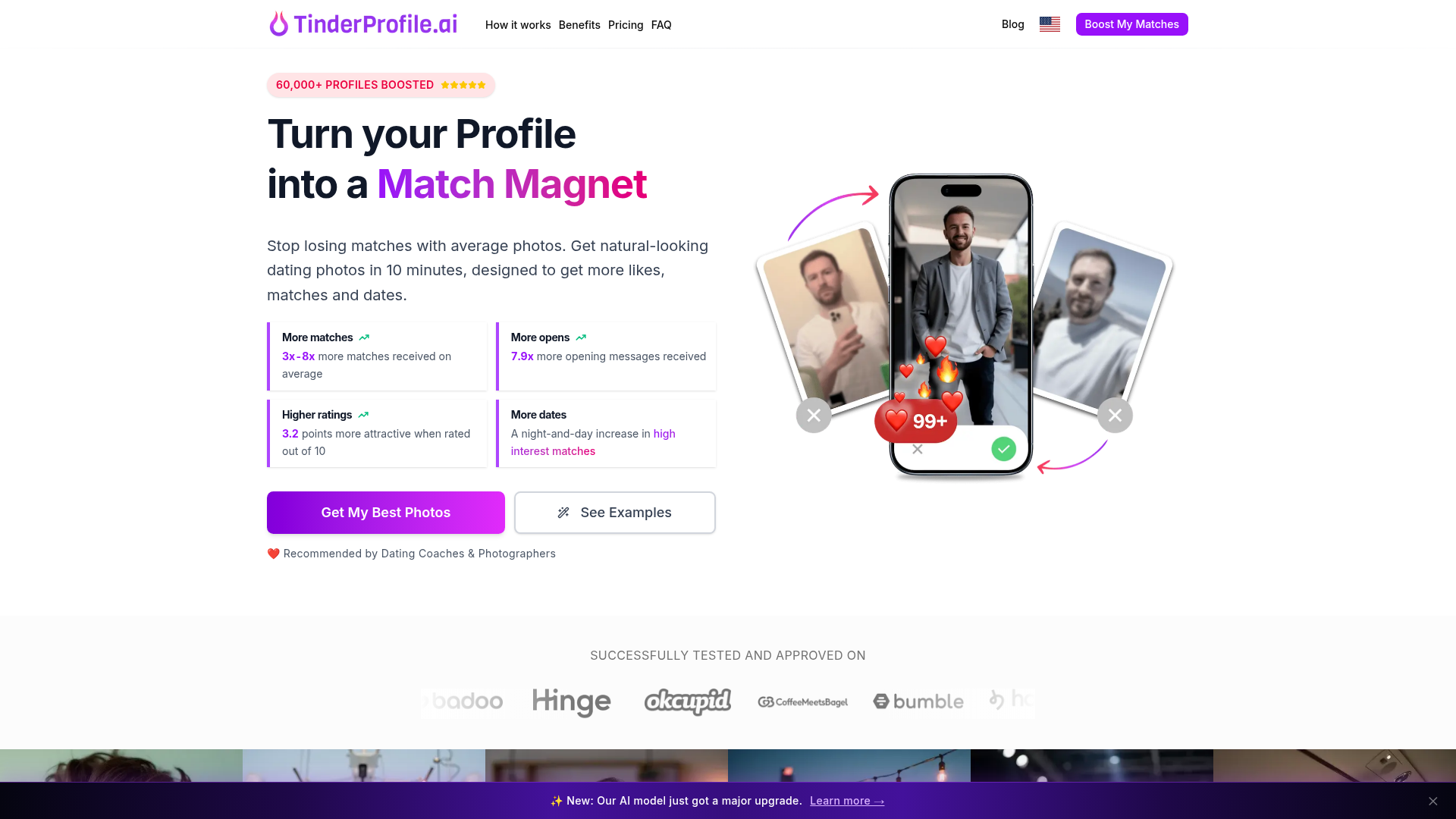 TinderProfile.ai website