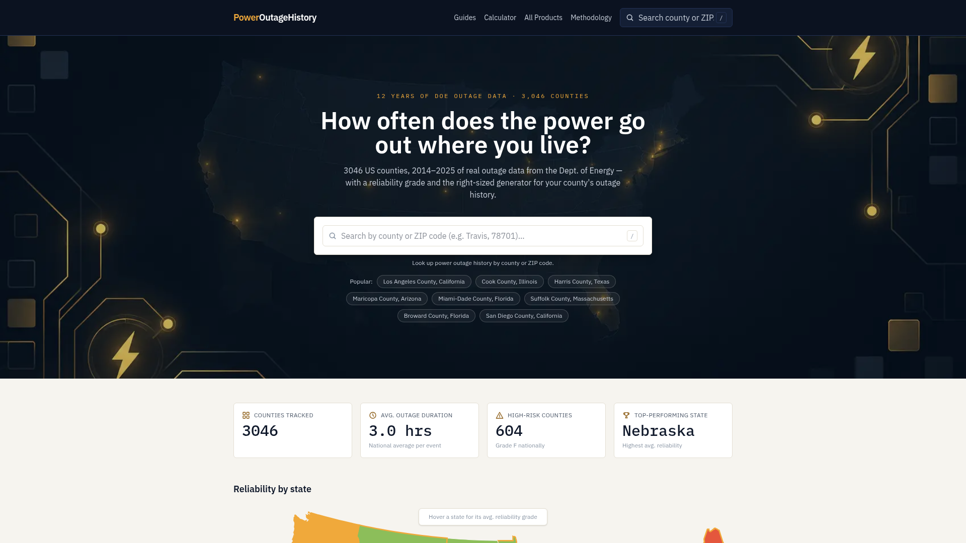 PowerOutageHistory website