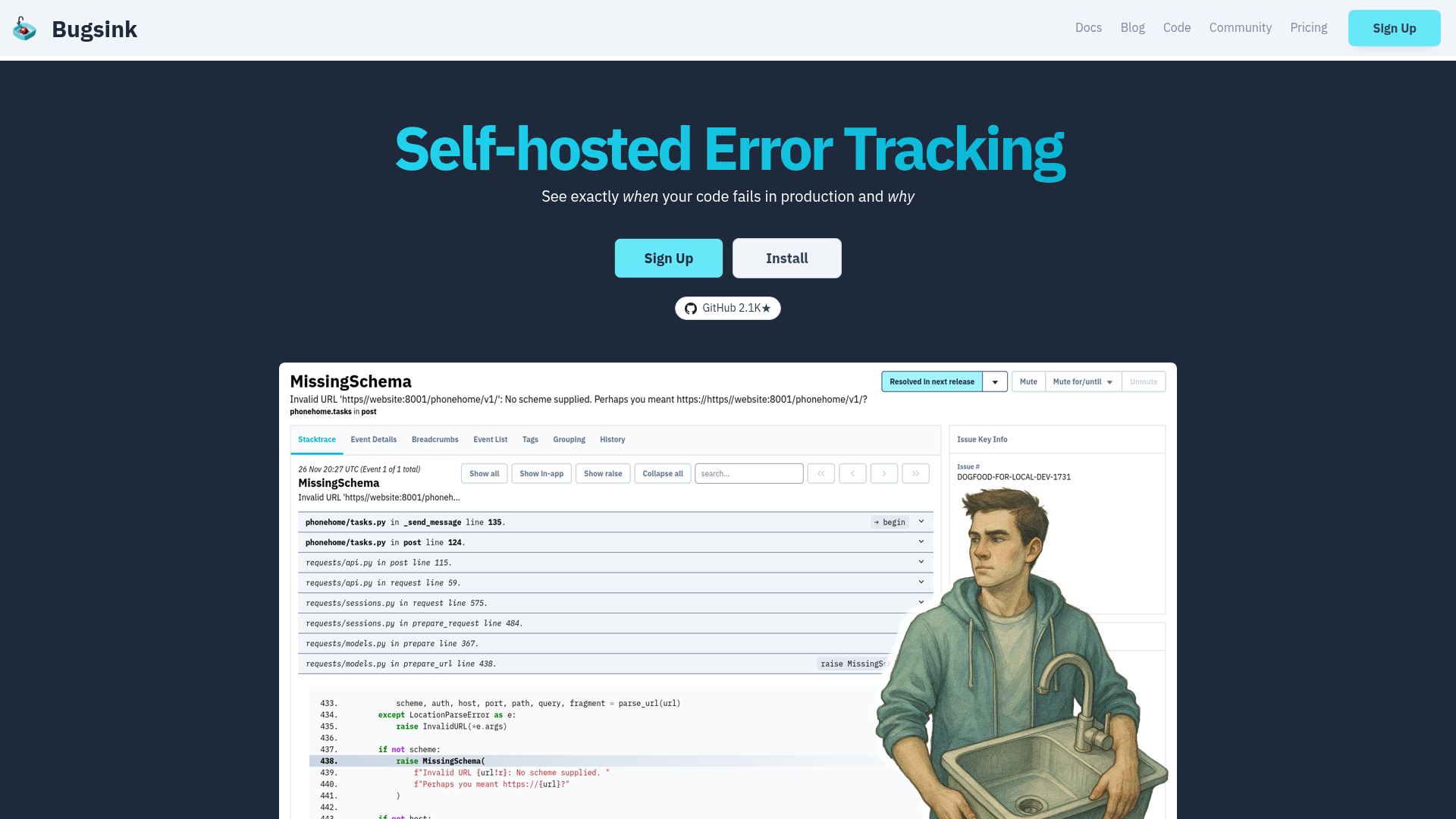 Bugsink website