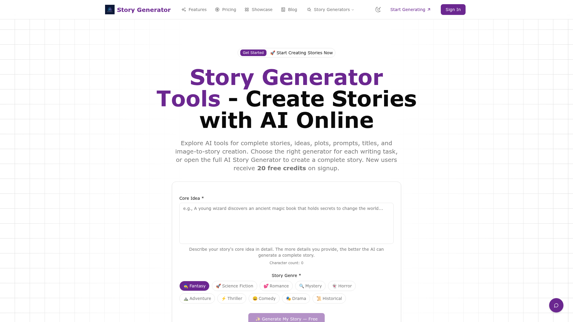 Story Generator website