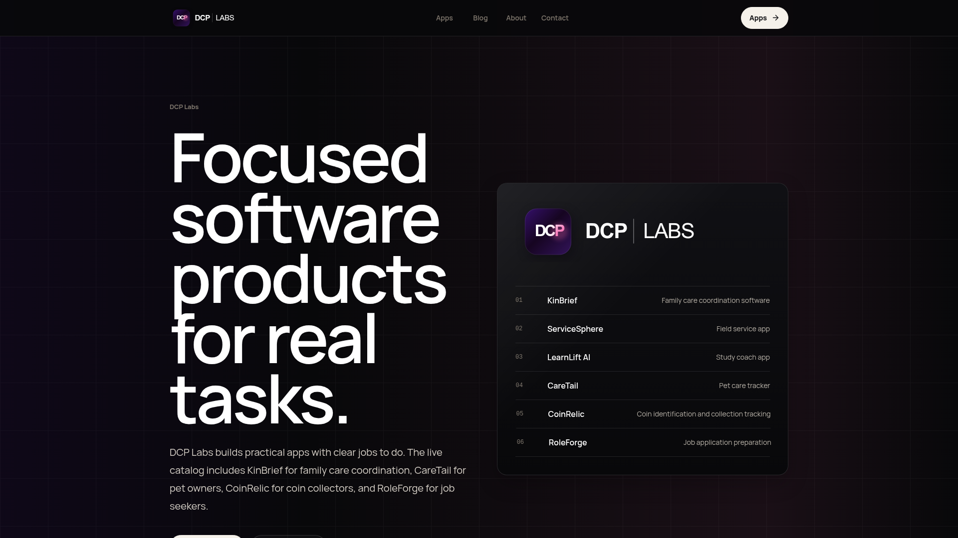 DCP Labs website