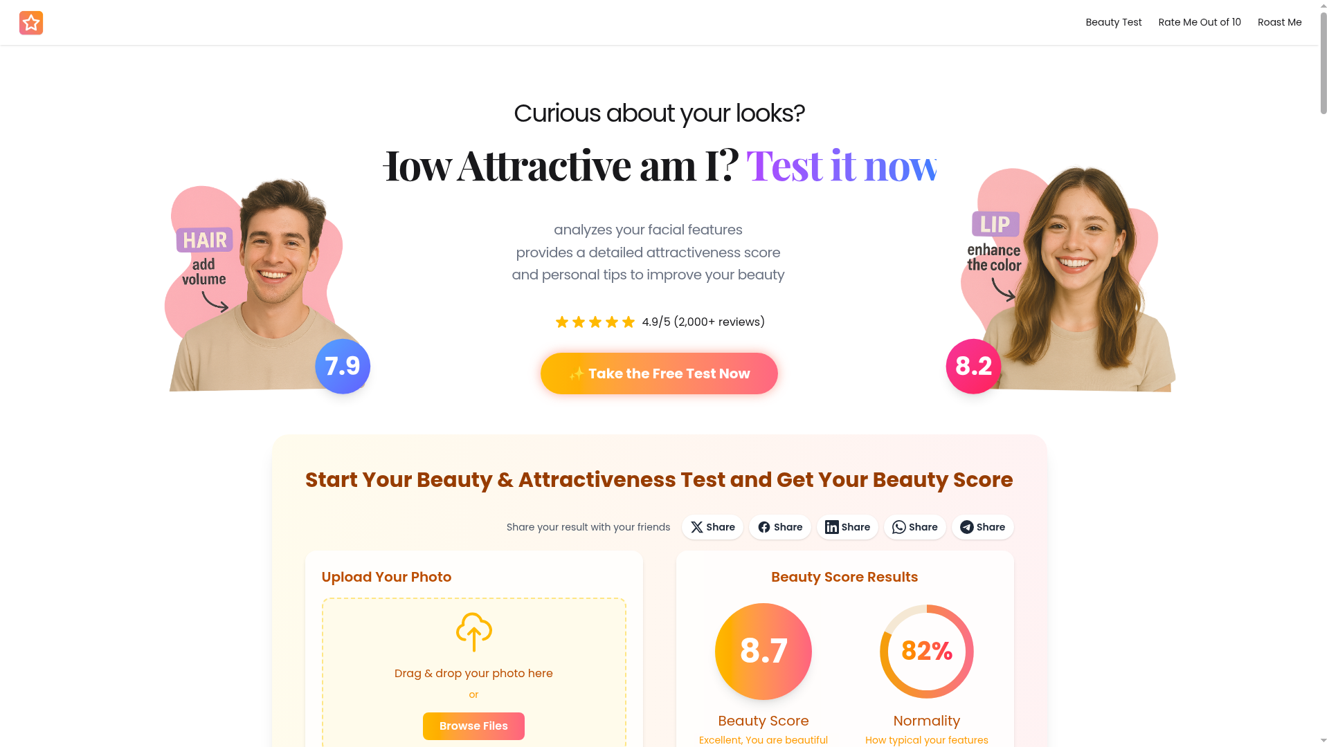AI Beauty Test website