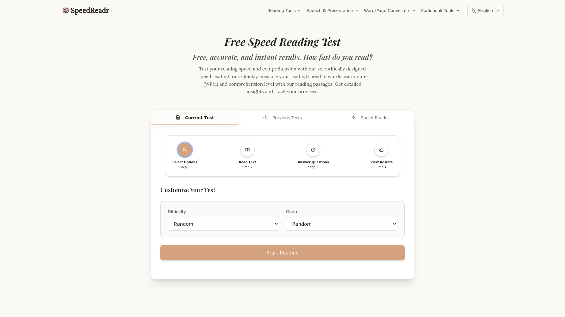 SpeedReadr website