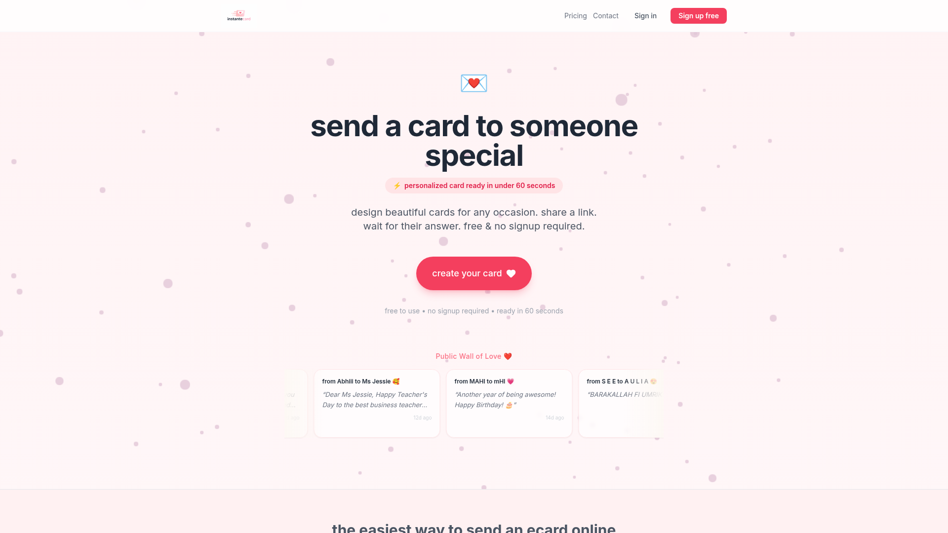 Instant eCard website