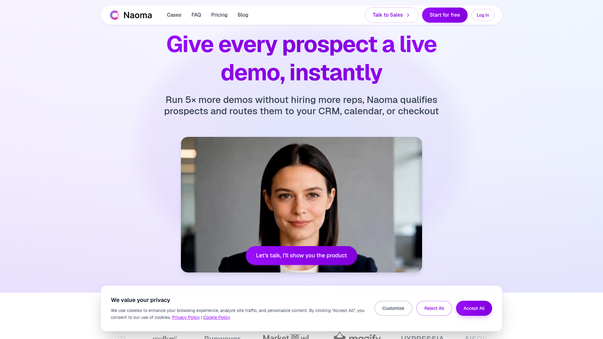 Naoma AI website
