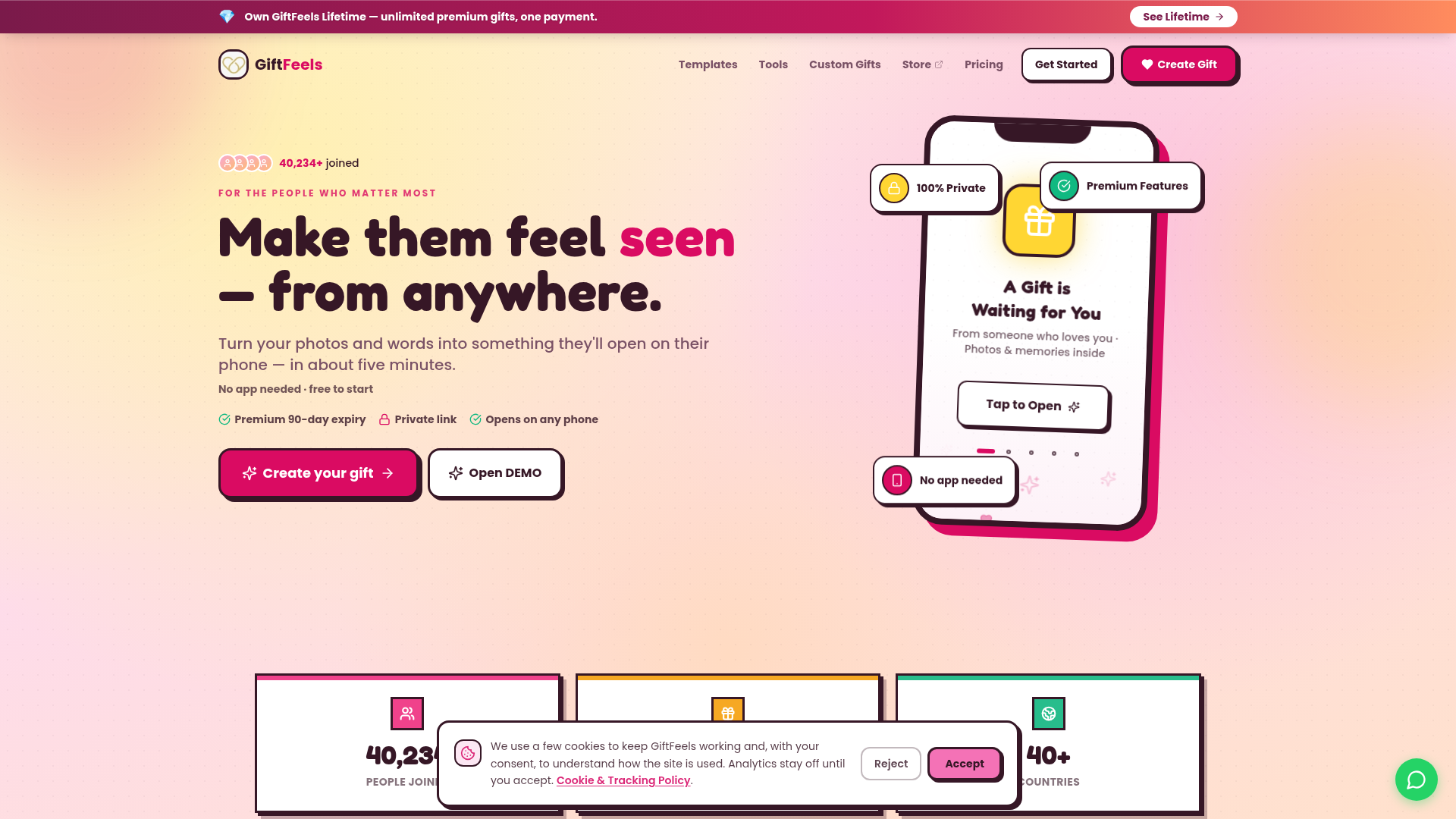 GiftFeels website