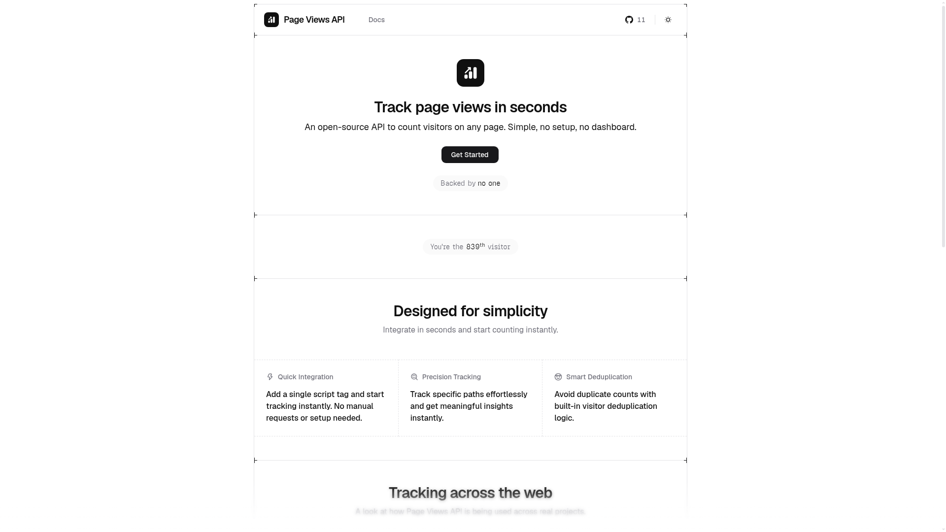 Page Views API website