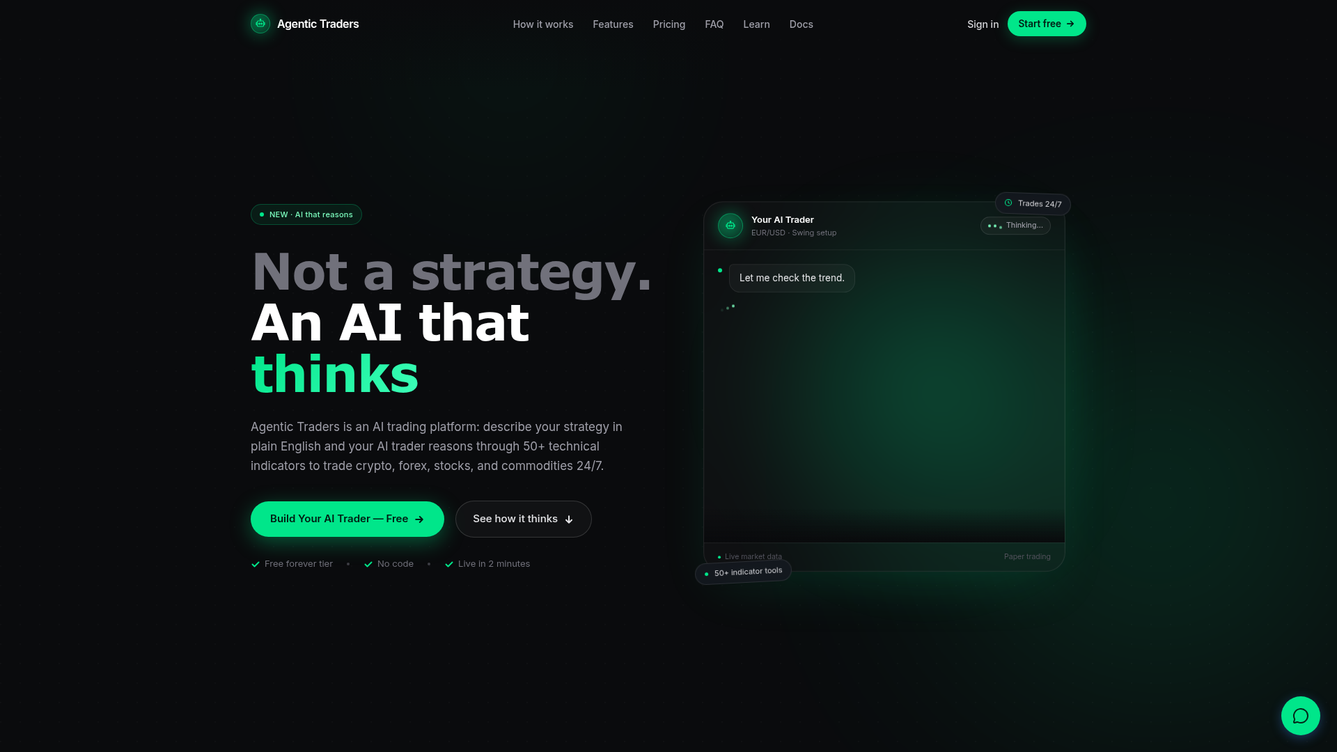 Agentic Traders website