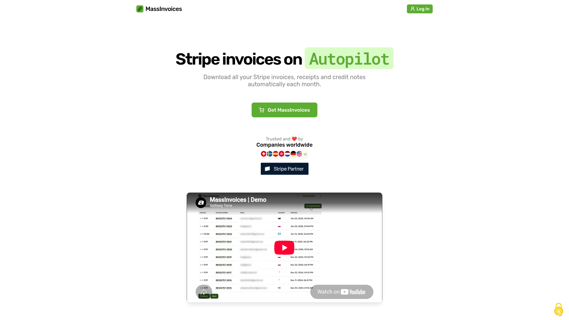 MassInvoices website