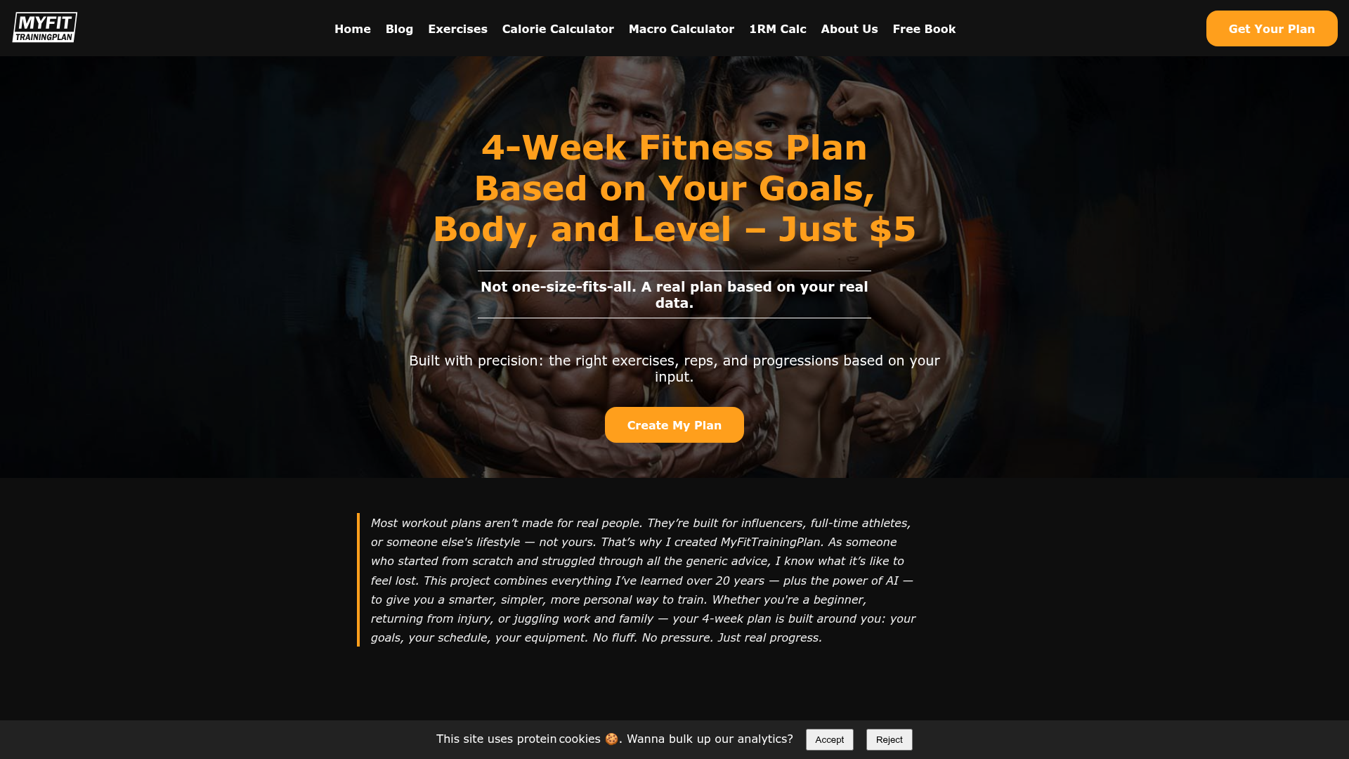 MyFitTrainingPlan website