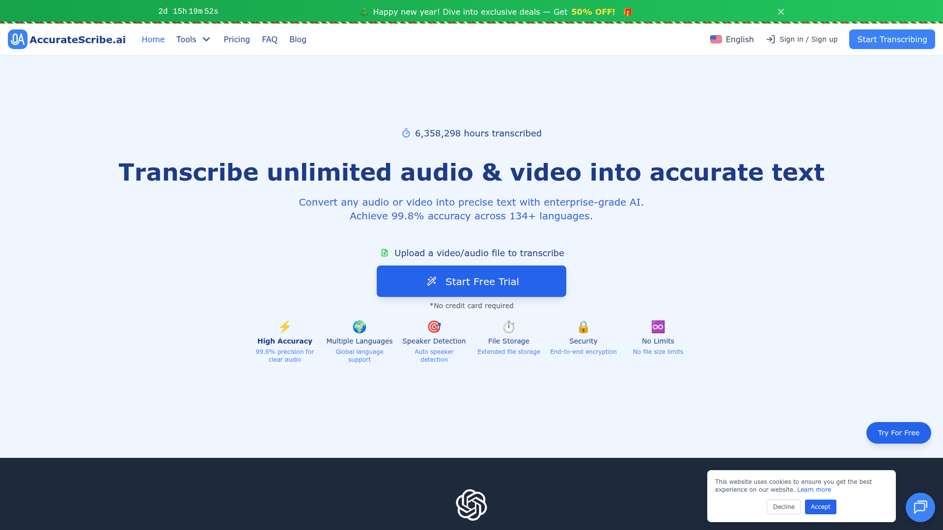 AccurateScribe.ai website